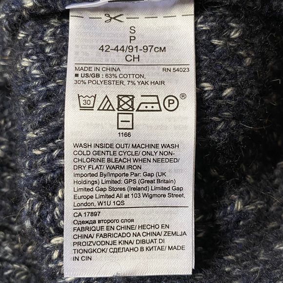 Banana Republic Sweater Mens S Preppy Navy Cable Knit Shawl Neck Yak Hair - Picture 8 of 12